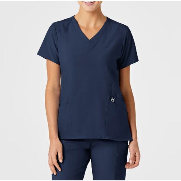 New ~ WONDER WINK W123 ~   Stylized V-Neck Scrub Top Size XS - Picture 1 of 11